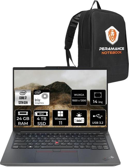 Thinkpad E14 G5 İ7 1355U 24Gb 4Tb Ssd 14'' Wuxga W11Home Dizüstü Bilgisayar & Per4 Çanta
