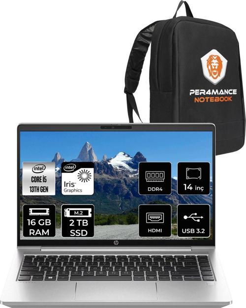 Probook 440 G10 İ5 1334U 16Gb Ram 2Tb Ssd 14'' Fhd Ips Fdos Dizüstü Bilgisayar & Per4 Çanta