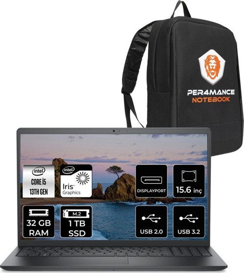 Vostro 3530 Intel Core İ5 1334U 32Gb 1Tb Ssd 15.6" Fhd Fdos & Per4 Çanta
