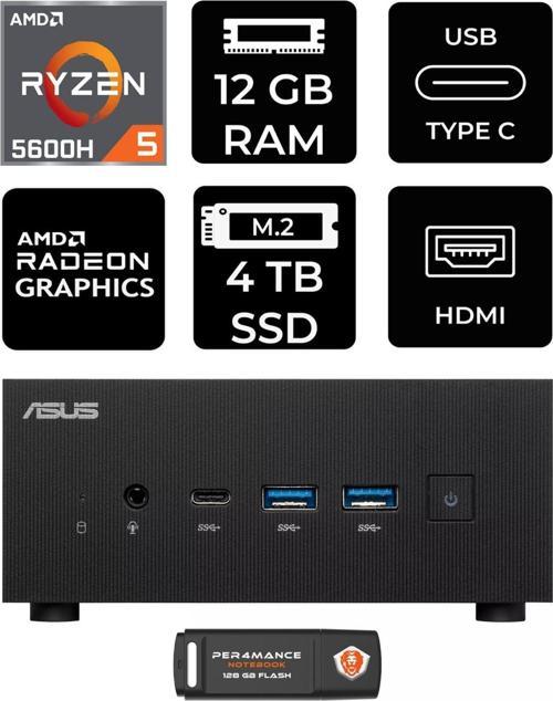 Expertcenter Pn52 R5-5600H 12Gb Ram 4Tb Ssd Fdos Mini Masaüstü Pc & Per4 Bellek