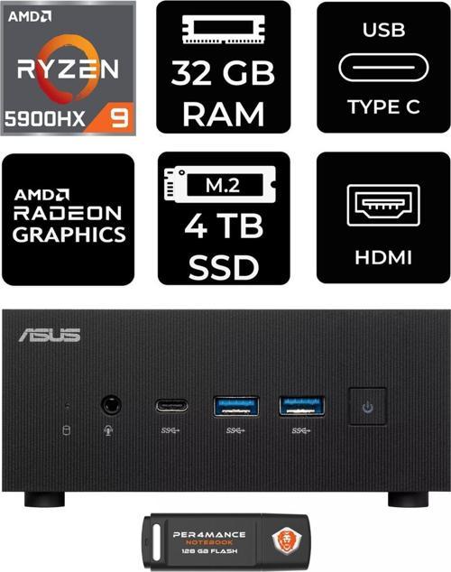 Expertcenter Pn52 R9-5900Hx 32Gb Ram 4Tb Ssd Fdos Mini Masaüstü Pc & Per4 Bellek