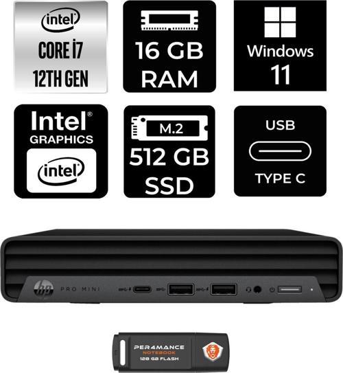 Pro Mini 400 G9 İ7-12700T 16Gb Ram 512Gb Ssd W11Home 6D378Ea Mini Pc & Per4 Bellek