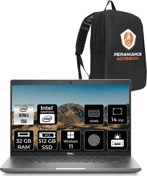 Latitude 5450 Ultra 5 135U 32Gb 512Gb Ssd 14'' Fhd W11H Taşınabilir Bilgisayar & Per4 Çanta