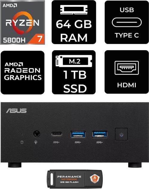 Expertcenter Pn52 R7-5800H 64Gb Ram 1Tb Ssd Fdos Mini Masaüstü Pc & Per4 Bellek