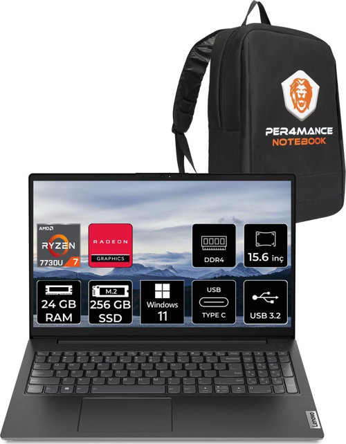 V15 G4 R7 7730U 24Gb 256Gb Ssd 15.6'' Fhd W11Pro Dizüstü Bilgisayar & Per4 Çanta