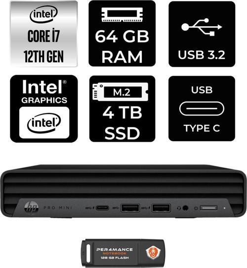 Pro Mini 400 G9 İ7-12700T 64Gb Ram 4Tb Ssd Fdos 6D378Ea Mini Pc & Per4 Bellek