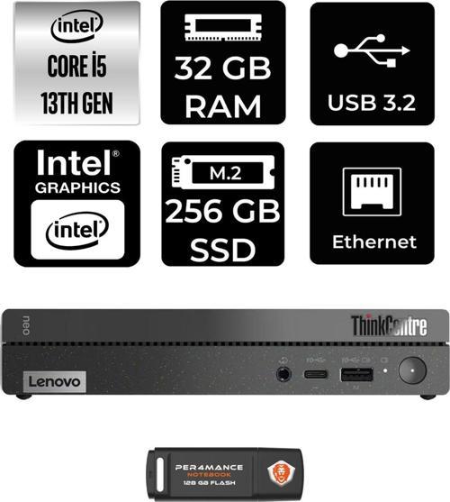 Thinkcentre 50Q Gen 4 İ5-13420H 32Gb Ram 256Gb Ssd Fdos 12Ln0048Tr Mini Pc & Per4 Bellek