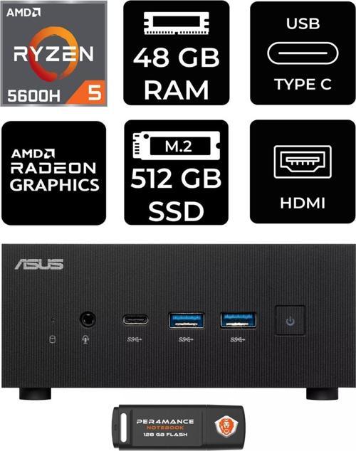 Expertcenter Pn52 R5-5600H 48Gb Ram 512Gb Ssd Fdos Mini Masaüstü Pc & Per4 Bellek