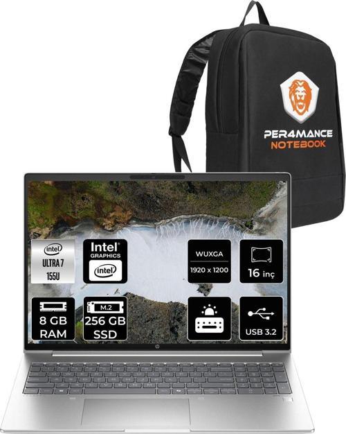 Probook 460 İntel Core Ultra 7 155U 8Gb 256Gb Ssd 16'' Wuxga Fdos A23Bcea & Per4 Çanta