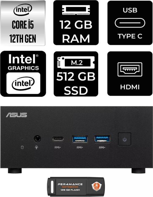 Expertcenter Pn64 İ5-12500H 12Gb Ram 512Gb Ssd Fdos Mini Masaüstü Pc & Per4 Bellek