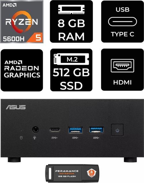 Expertcenter Pn52 R5-5600H 8Gb Ram 512Gb Ssd Fdos Mini Masaüstü Pc & Per4 Bellek