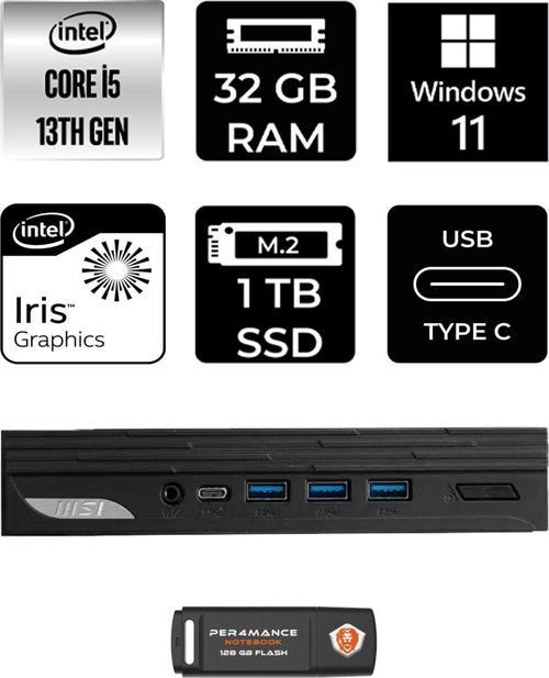 Pro Dp10 Intel Core İ5 1340P 32Gb 1Tb Ssd W11P Mini Pc & Per4 Usb Bellek 13M002Eup378