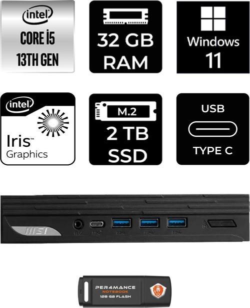 Pro Dp10 Intel Core İ5 1340P 32Gb 2Tb Ssd W11P Mini Pc & Per4 Usb Bellek 13M002Eup379