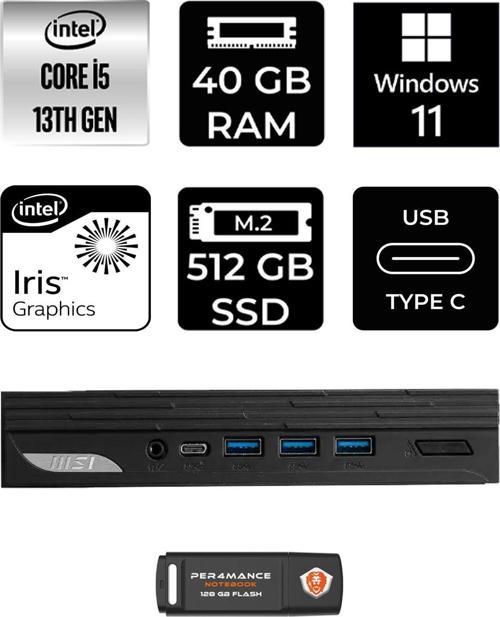 Pro Dp10 Intel Core İ5 1340P 40Gb 512Gb Ssd W11H Mini Pc & Per4 Usb Bellek 13M002Eup337