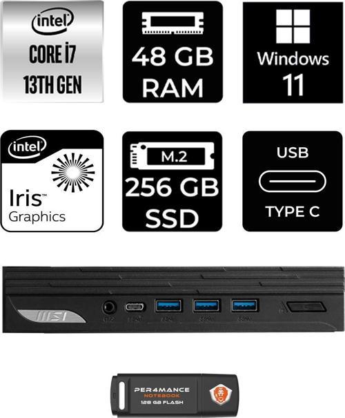 Pro Dp10 Intel Core İ7 1360P 48Gb 256Gb Ssd W11H Mini Pc & Per4 Usb Bellek 13M001Eup341