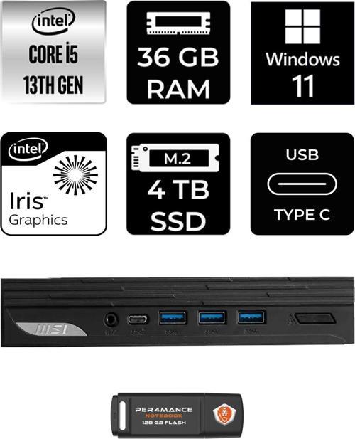 Pro Dp10 Intel Core İ5 1340P 36Gb 4Tb Ssd W11H Mini Pc & Per4 Usb Bellek 13M002Eup335