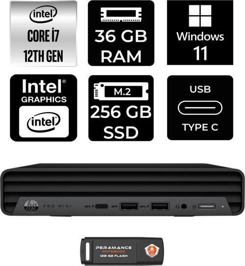 Pro Mini 400 G9 İ7-12700T 36Gb Ram 256Gb Ssd W11Pro 6D378Ea Mini Pc & Per4 Bellek