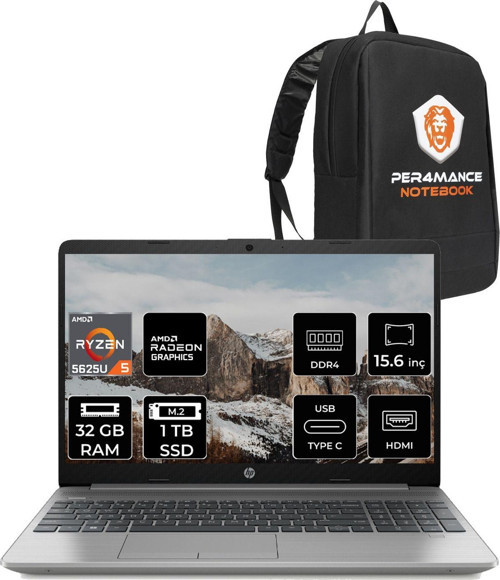 255 G9 Ryzen 5 5625U 32Gb Ram 1Tb Ssd 15.6" Fhd Fdos 6Q8N2Es & Per4 Çanta
