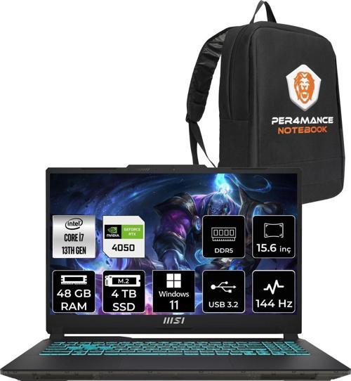 Cyborg 15 A13Ve7 İ7-13620H 48Gb 4Tb Ssd Rtx4050/6Gb 15.6" Fhd 144Hz W11H & Per4 Çanta