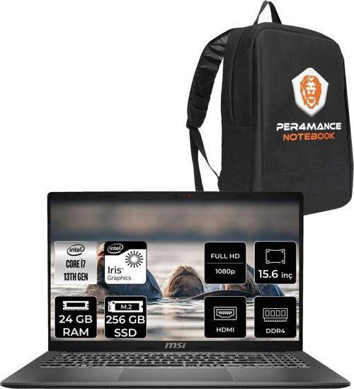 Modern 15 F13Mg İ7 1355U 24Gb 256Gb Ssd 15.6" Fhd 60Hz Fdos Taşınabilir Bilgisayar & Per4 Çanta
