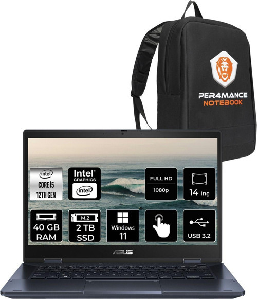Expertbook B3 Flip İ5 1235U 40Gb Ram 2Tb Ssd 14" Fhd W11P Dokunmatik Bilgisayar & Per4 Çanta