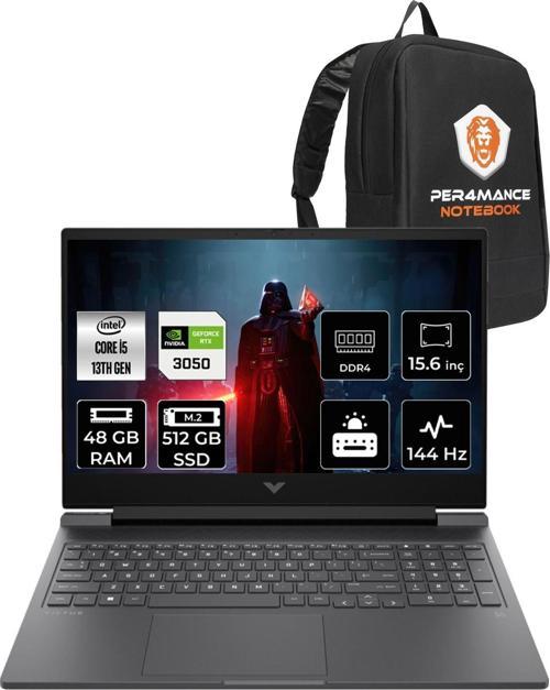 Victus 15 İ5-13500H 48Gb 512Gb Ssd Rtx3050/6Gb 144Hz 15.6'' Fhd Fdos 8W8A2Ea & Per4 Çanta