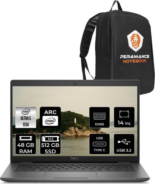 Latitude 3450 Ultra 5 125U 48Gb 512Gb Ssd 14'' Fhd Fdos Taşınabilir Bilgisayar & Per4 Çanta
