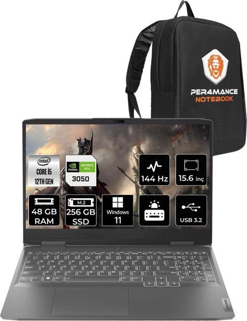 Loq  İ5-12450H 48Gb 256Gb Ssd Rtx3050/6Gb 15.6" Fhd 144Hz W11H 82Xv00Wytx & Per4 Çanta