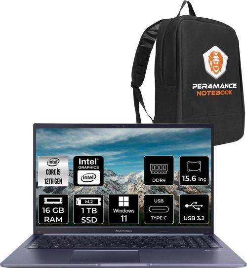 Vivobook 15 X5102Za İ5 1235U 16Gb Ram 1Tb Ssd 15.6'' Fhd W11Home Ej1644  & Per4 Çanta