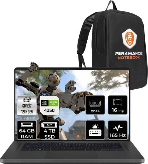 Rog Zephyrus G16 İ7-12700H 64Gb 4Tb Ssd Rtx4050/6Gb 165Hz 16" Fhd Fdos N3015 & Per4 Çanta