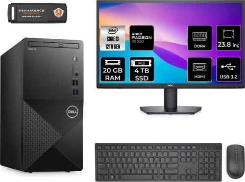 Vostro 3910Mt İ3 12100 20Gb 4Tb Ssd Rx550/4Gb Fdos N3563Vdt3910 Masaüstü Pc & 23.8" Monitör