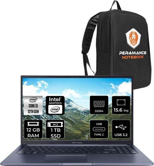 Vivobook 15 X1502Za İ3 1215U 12Gb Ram 1Tb Ssd 15.6'' Fhd Fdos Ej1645 & Per4 Çanta