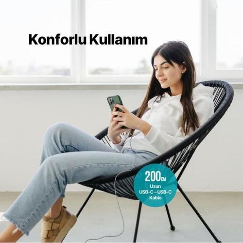 AlumiCable USB-C - USB-C 200cm 65W PD/QC Hızlı Şarj/Data Kablosu Uzay Grisi