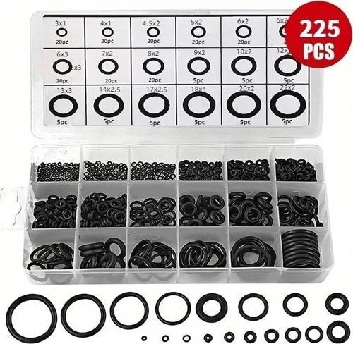 225 Parça Kauçuk Conta Seti ,kendiliğinden Saklama Kutulu O Halkası Seti