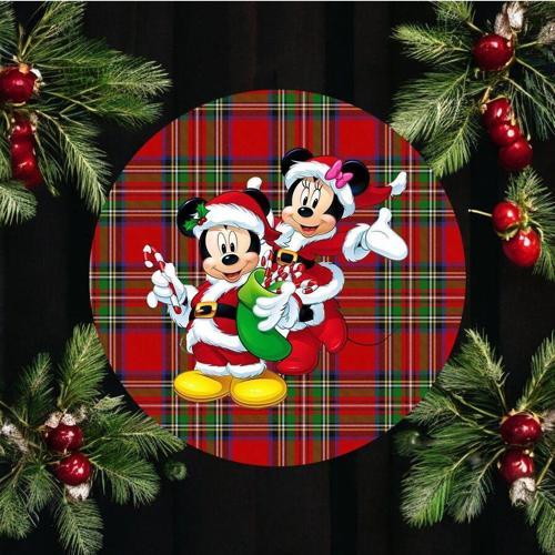 Minnie Ve Mickey Yılbaşı, Christmas 2 Adet Kış Supla, Kumaş - İçi Ahşaplı Supla