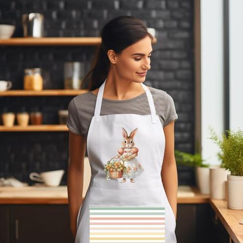 Bahçıvan Tavşan Temalı Önlük Çok Amaçlı Kullanıma Uygun Önlük - Farm House Rabbit Apron