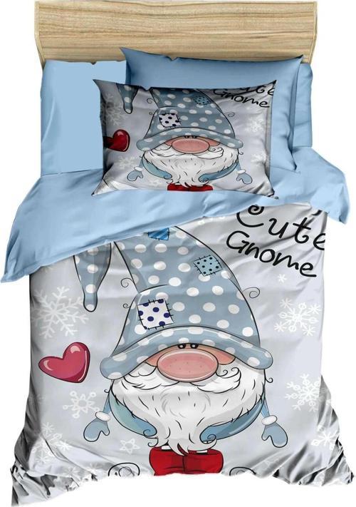 Dijital Baskılı 3d Pamuklu Yenidoğan Bebek Nevresim Takımı Cute Gnome Blue