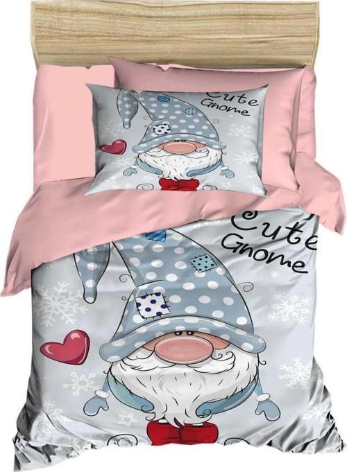 Dijital Baskılı 3d Pamuklu Yenidoğan Bebek Nevresim Takımı Cute Gnome Pink