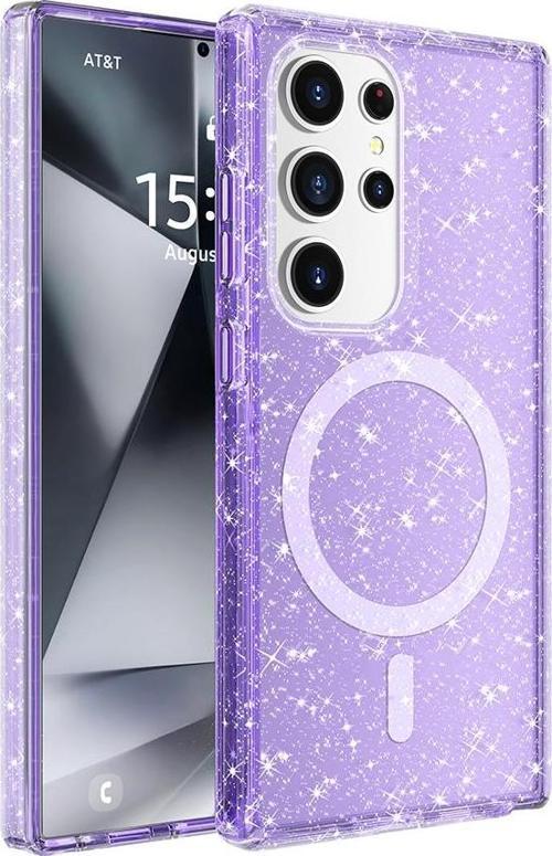 Galaxy S25 Ultra Kılıf Magsafe Şarj Özellikli Parlayan Simli Saydam Renkli Allstar Kılıf