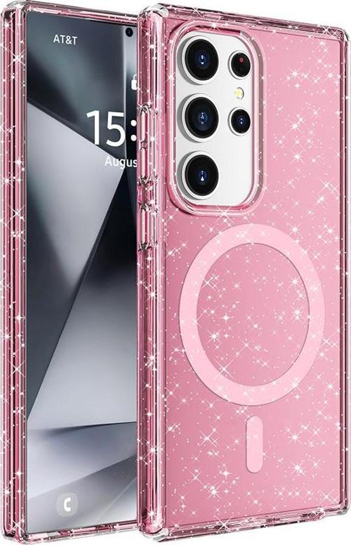 Galaxy S25 Ultra Kılıf Magsafe Şarj Özellikli Parlayan Simli Saydam Renkli Allstar Kılıf