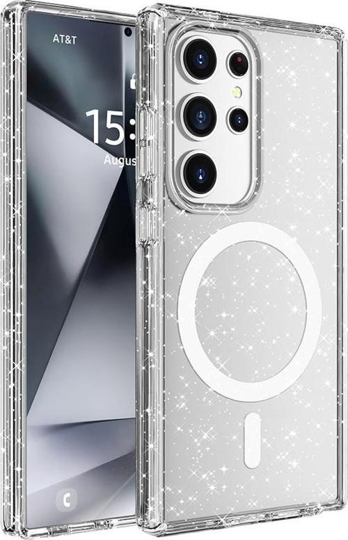 Galaxy S25 Ultra Kılıf Magsafe Şarj Özellikli Parlayan Simli Saydam Renkli Allstar Kılıf