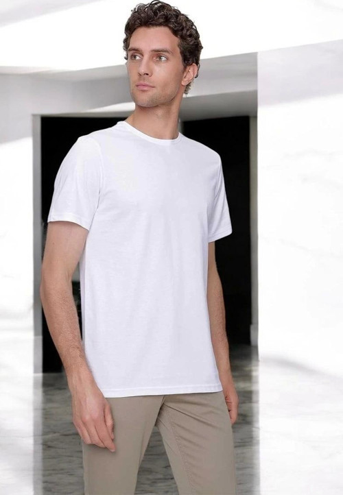 Unisex Beyaz Basic T-sihrt