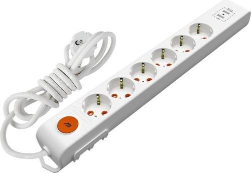 Ritech 6'lı Usb Topraklı Priz Ç.Kor.3mt