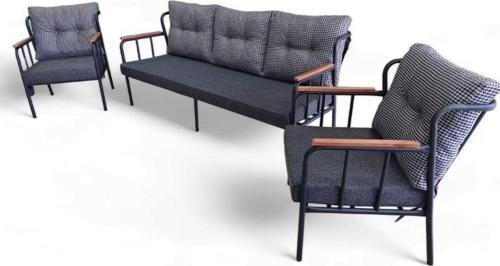 Keten Antrasit Metal Bahçe Ve Balkon Mobilyası Koltuk Takımı Ofis Koltuğu Misafir Ve Kafe Sandalyesi