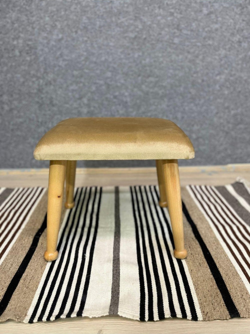 Trend Naturel Bal Köpüğü Ahşap Ayak Uzatma Pufu Makyaj Koltuğu Tabure