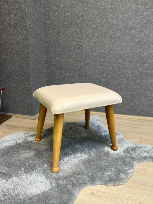 Trend Naturel Krem Ahşap Ayak Uzatma Pufu Makyaj Koltuğu Tabure