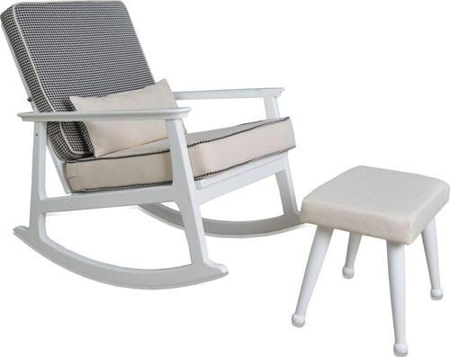 İskandinav Lake Krem Minderli Puflu Sallanan Sandalye Dinlenme Koltuğu