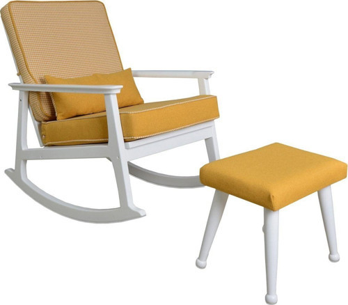 İskandinav Lake Sarı Minderli Puflu Sallanan Sandalye Dinlenme Koltuğu