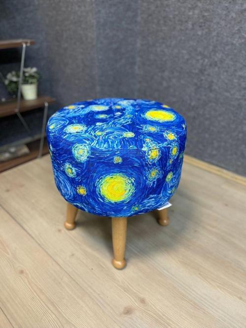 Miskin Naturel Yıldızlı Gece Ahşap Ayak Uzatma Pufu Makyaj Koltuğu Tabure