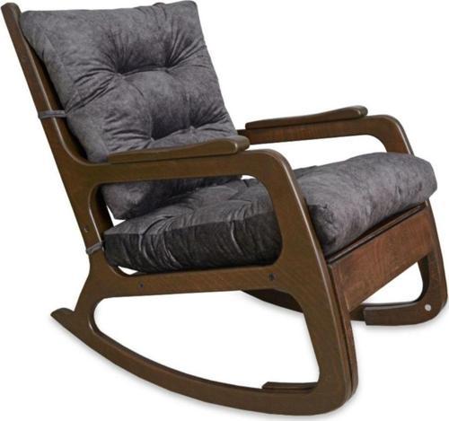 Kontes Ceviz Antrasit Dolgu Minderli Sallanan Sandalye Dinlenme Koltuğu